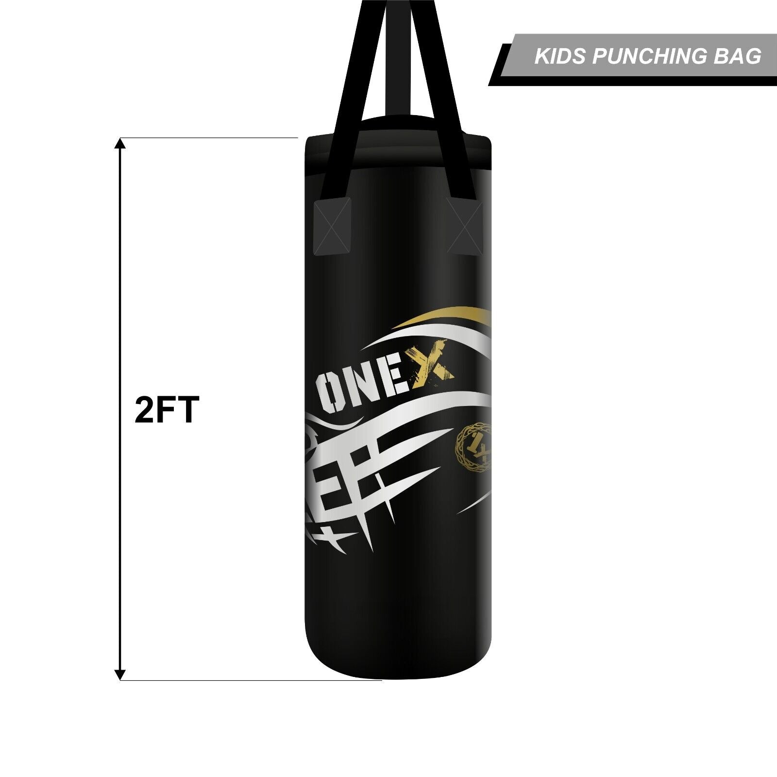 Boxing Punch Bag Set with Gloves Kids, Wall Bracket & Skipping Rope – 2FT Filled