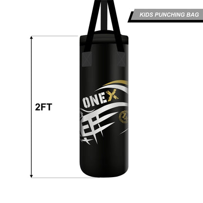 Boxing Punch Bag Set with Gloves Kids, Wall Bracket & Skipping Rope – 2FT Filled